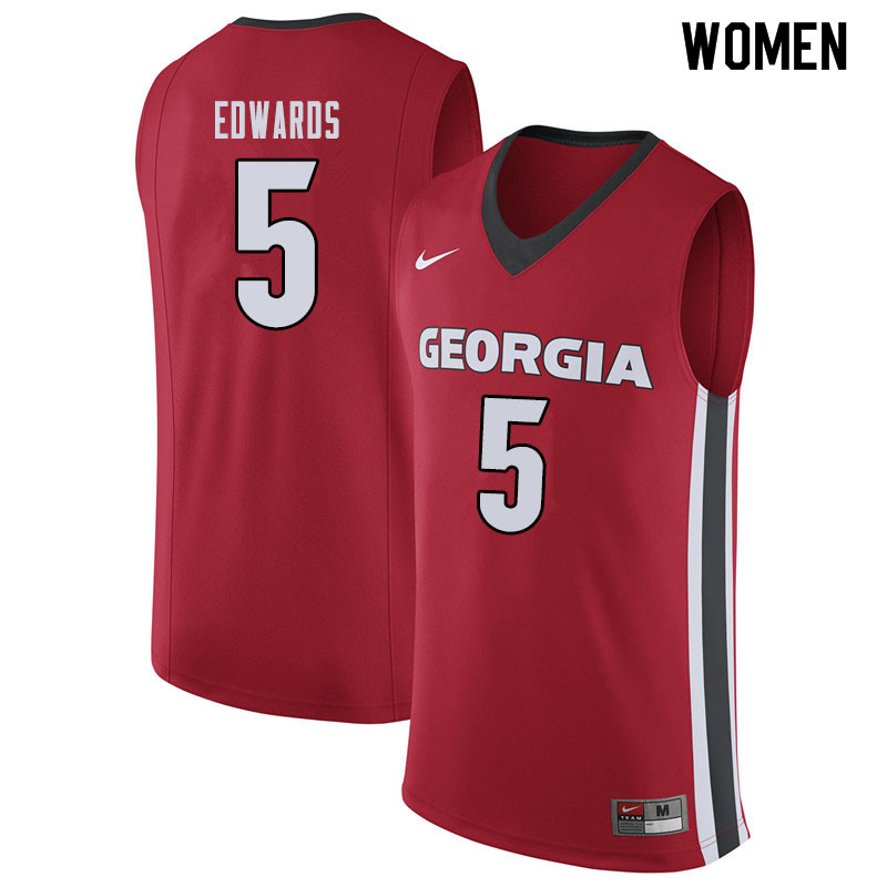 Women #5 Anthony Edwards Georgina Bulldogs College Basketball Jerseys Sale-Red - Click Image to Close